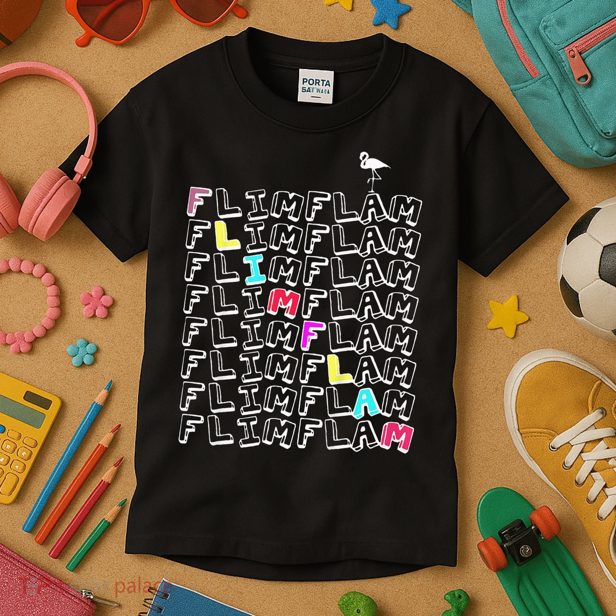 Flim Flam  Funny Flamingo  Gift  Kids T-Shirt