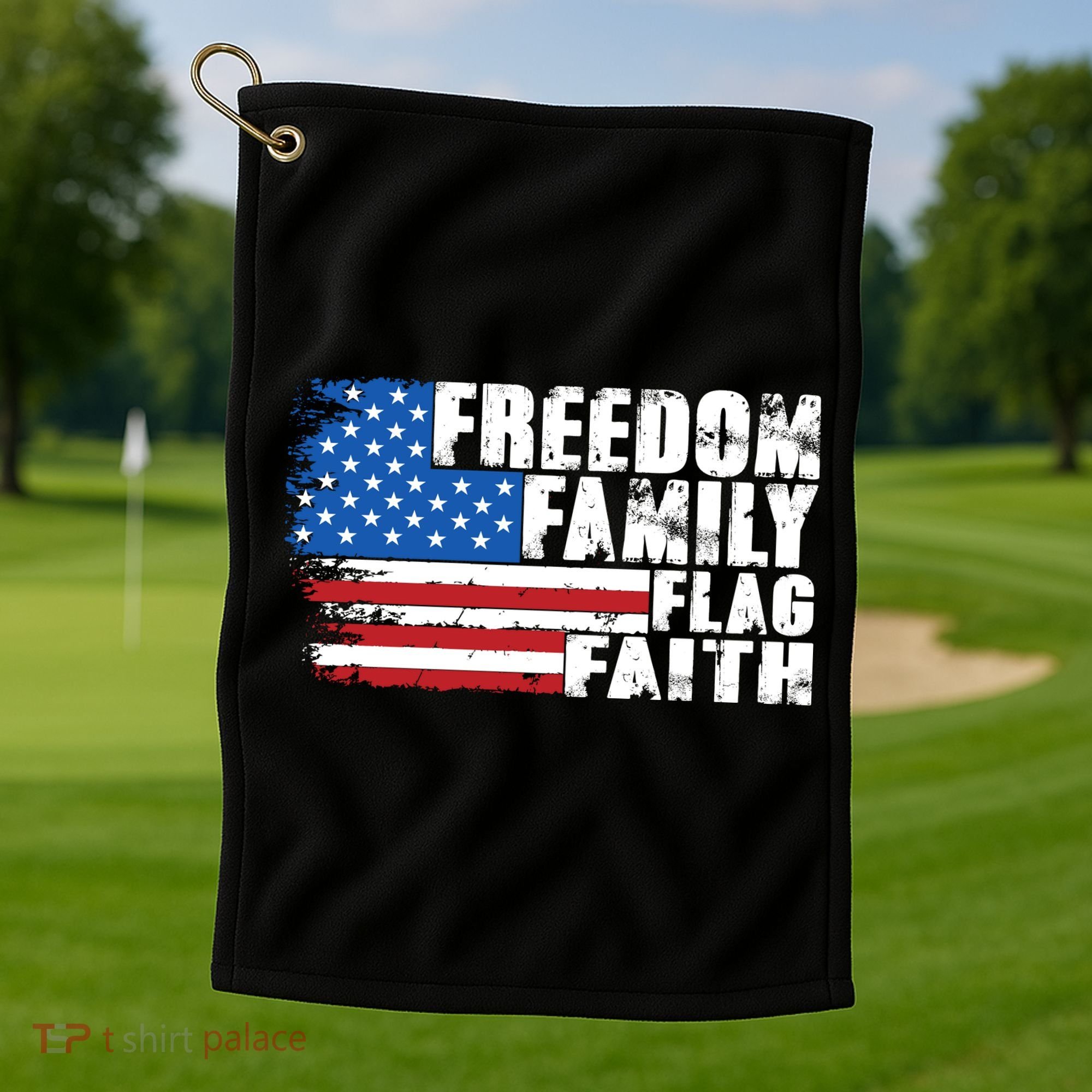 Freedom Family Flag Faith Golf Towel