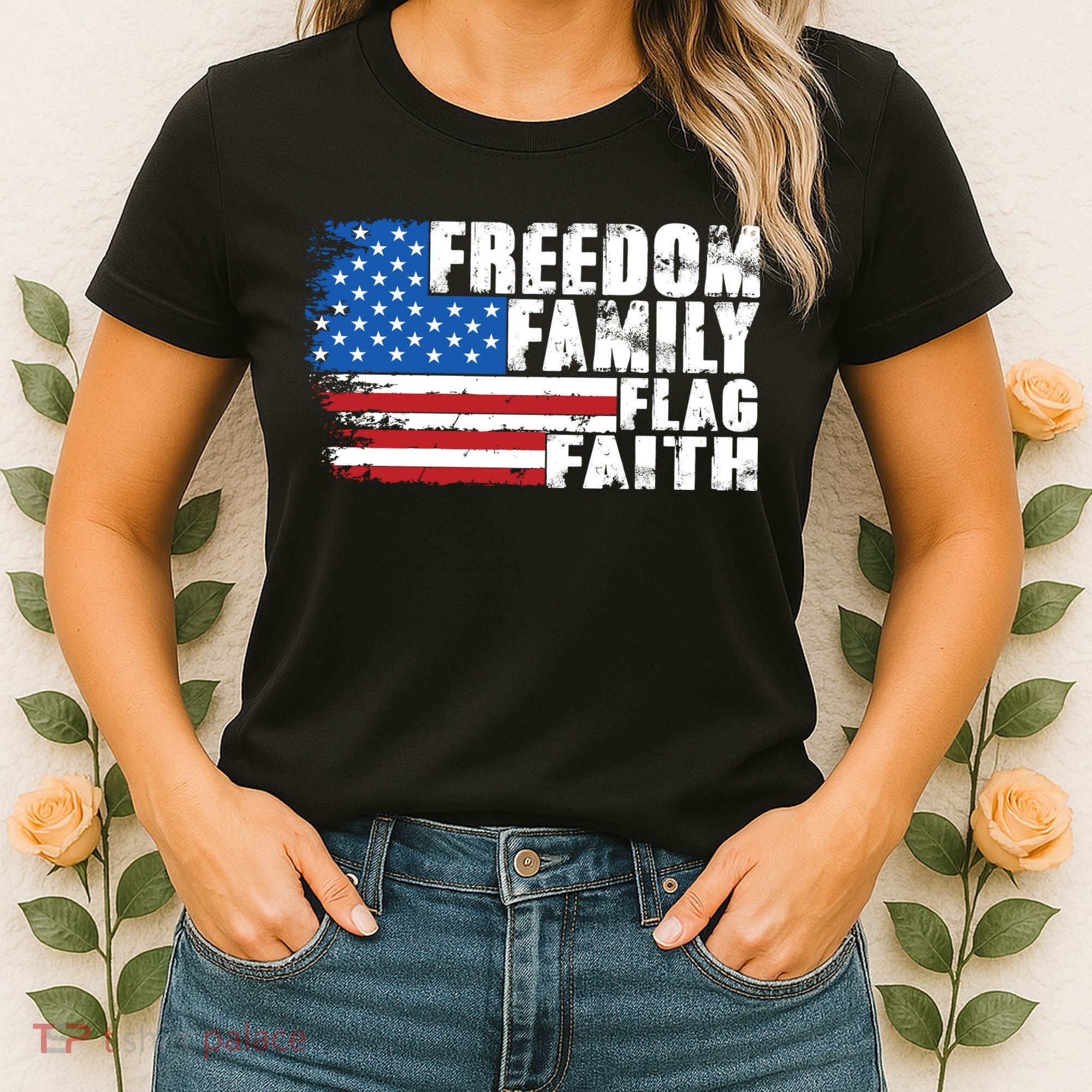 Freedom Family Flag Faith Women's T-Shirt