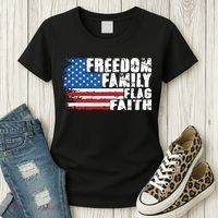 Freedom Family Flag Faith Women's T-Shirt thumb 3