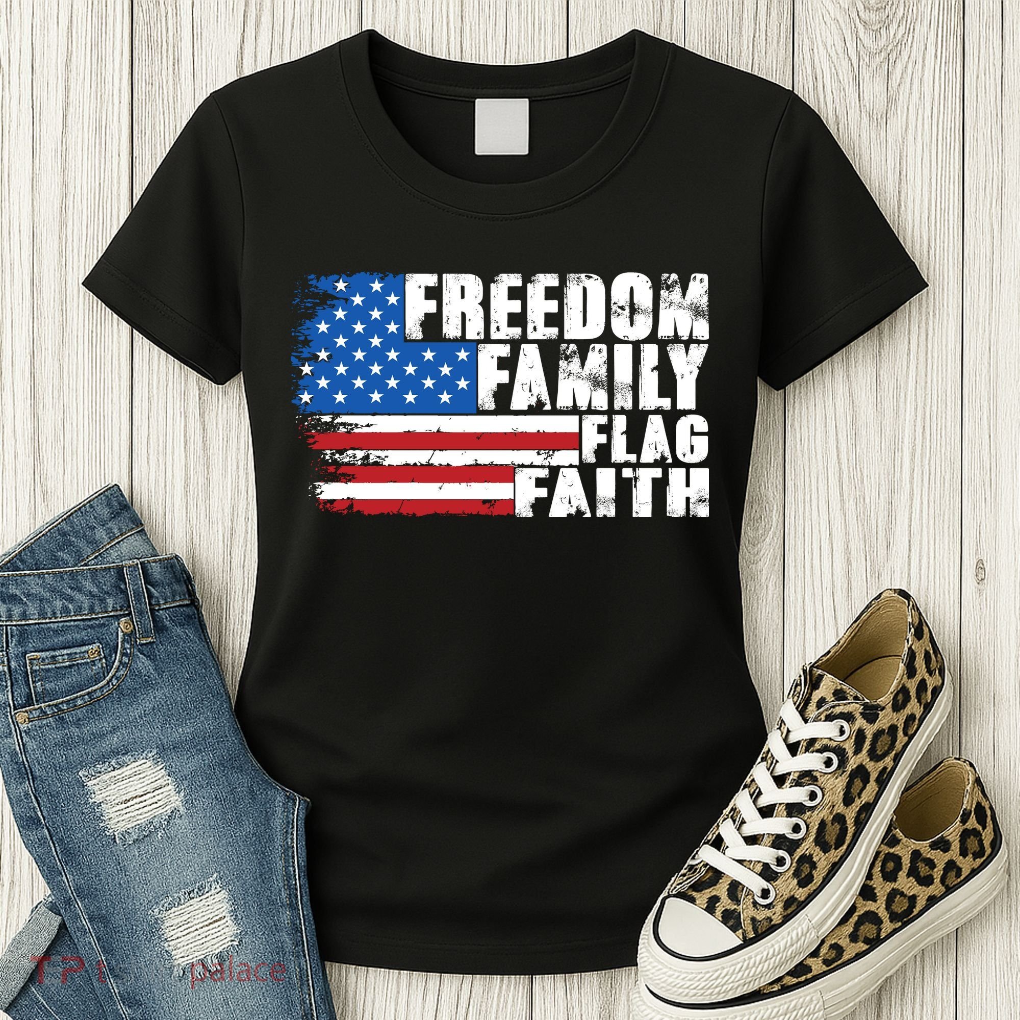 Freedom Family Flag Faith Women's T-Shirt