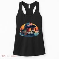 Funny Fishing & Fisherman American Flag Trout Sunset Women's Tank Top thumb 0
