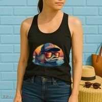 Funny Fishing & Fisherman American Flag Trout Sunset Women's Tank Top thumb 2