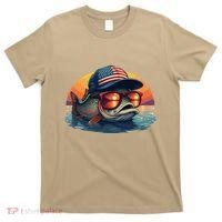 Funny Fishing & Fisherman American Flag Trout Sunset T-Shirt thumb 0