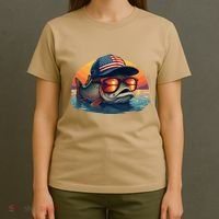 Funny Fishing & Fisherman American Flag Trout Sunset T-Shirt thumb 4
