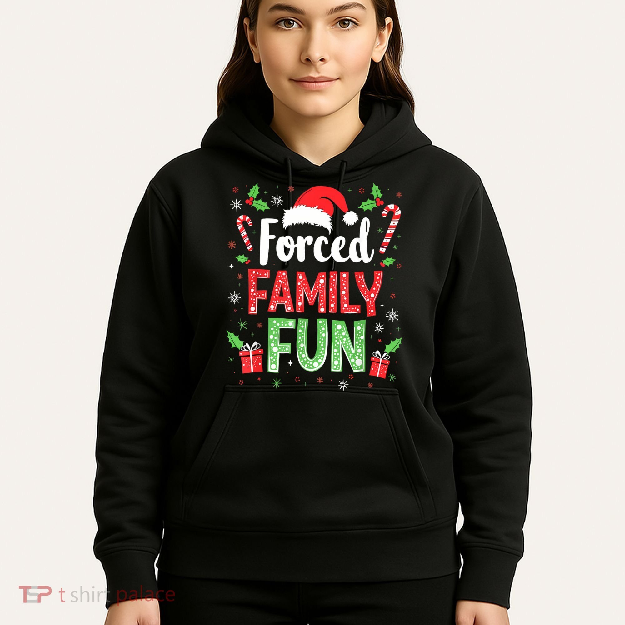 Forced Family Fun Sarcastic Christmas Funny Hoodie