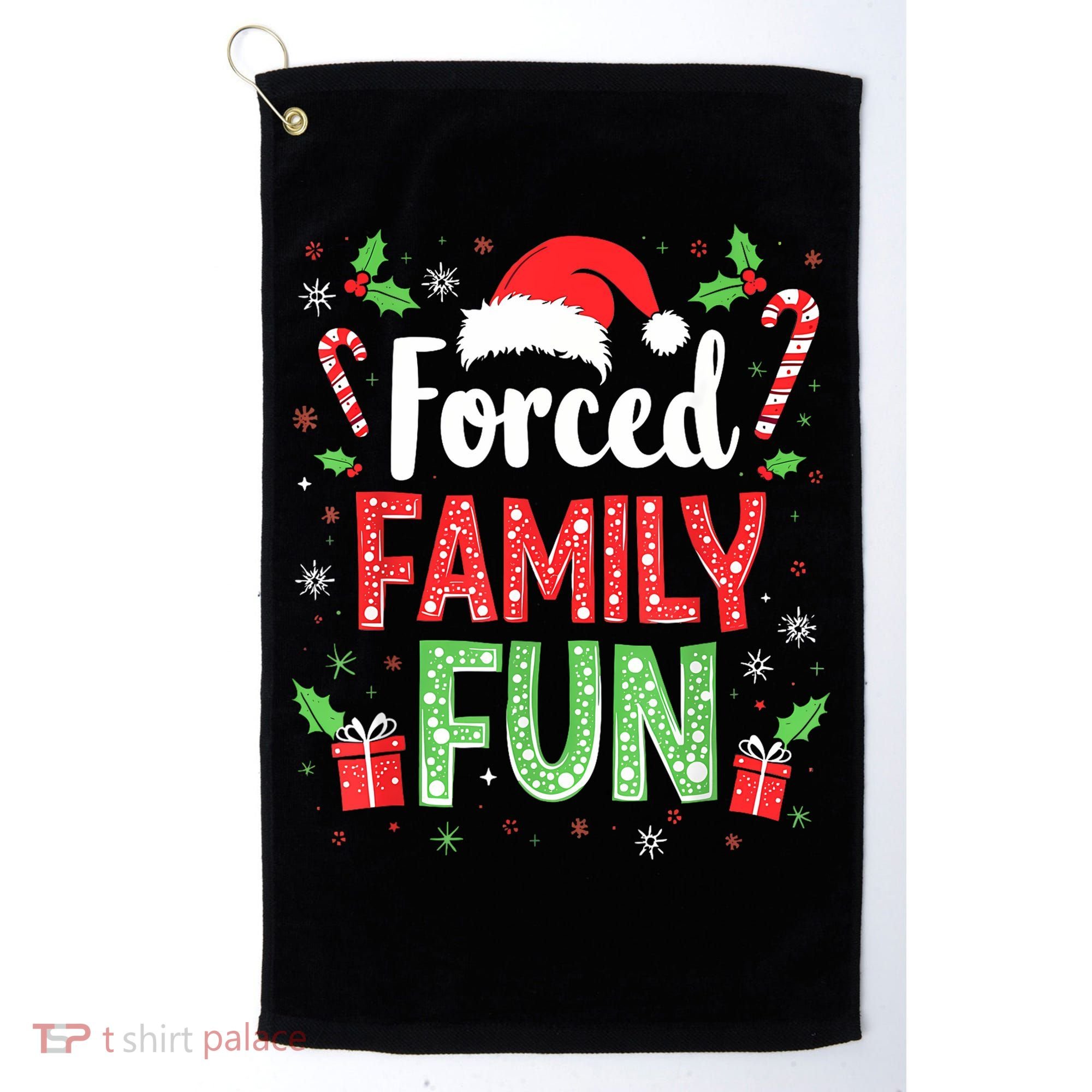 Forced Family Fun Sarcastic Christmas Funny Golf Towel