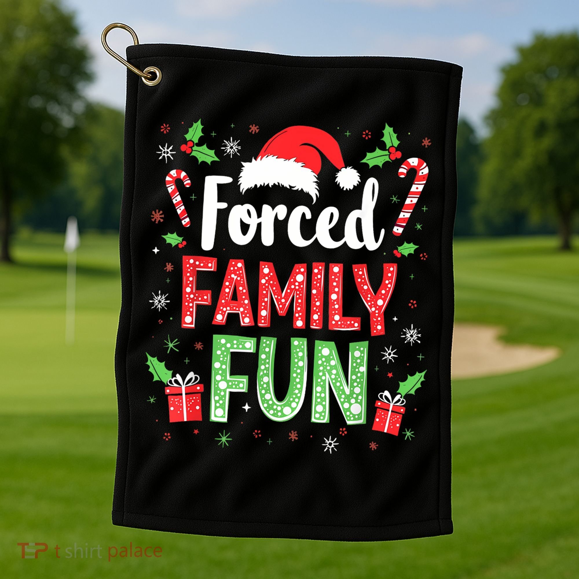 Forced Family Fun Sarcastic Christmas Funny Golf Towel