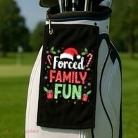 Forced Family Fun Sarcastic Christmas Funny Golf Towel thumb 2