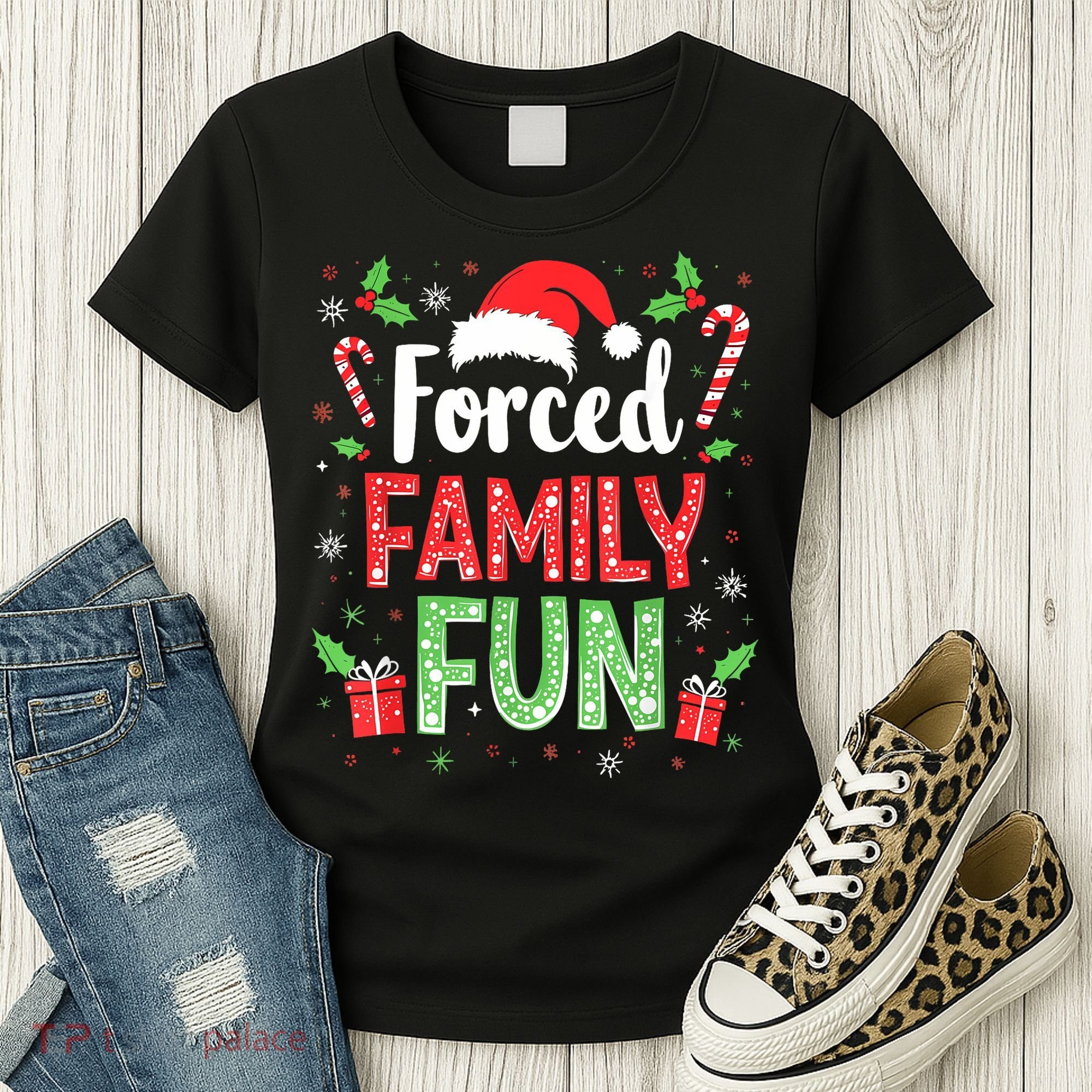 Forced Family Fun Sarcastic Christmas Funny Women's T-Shirt