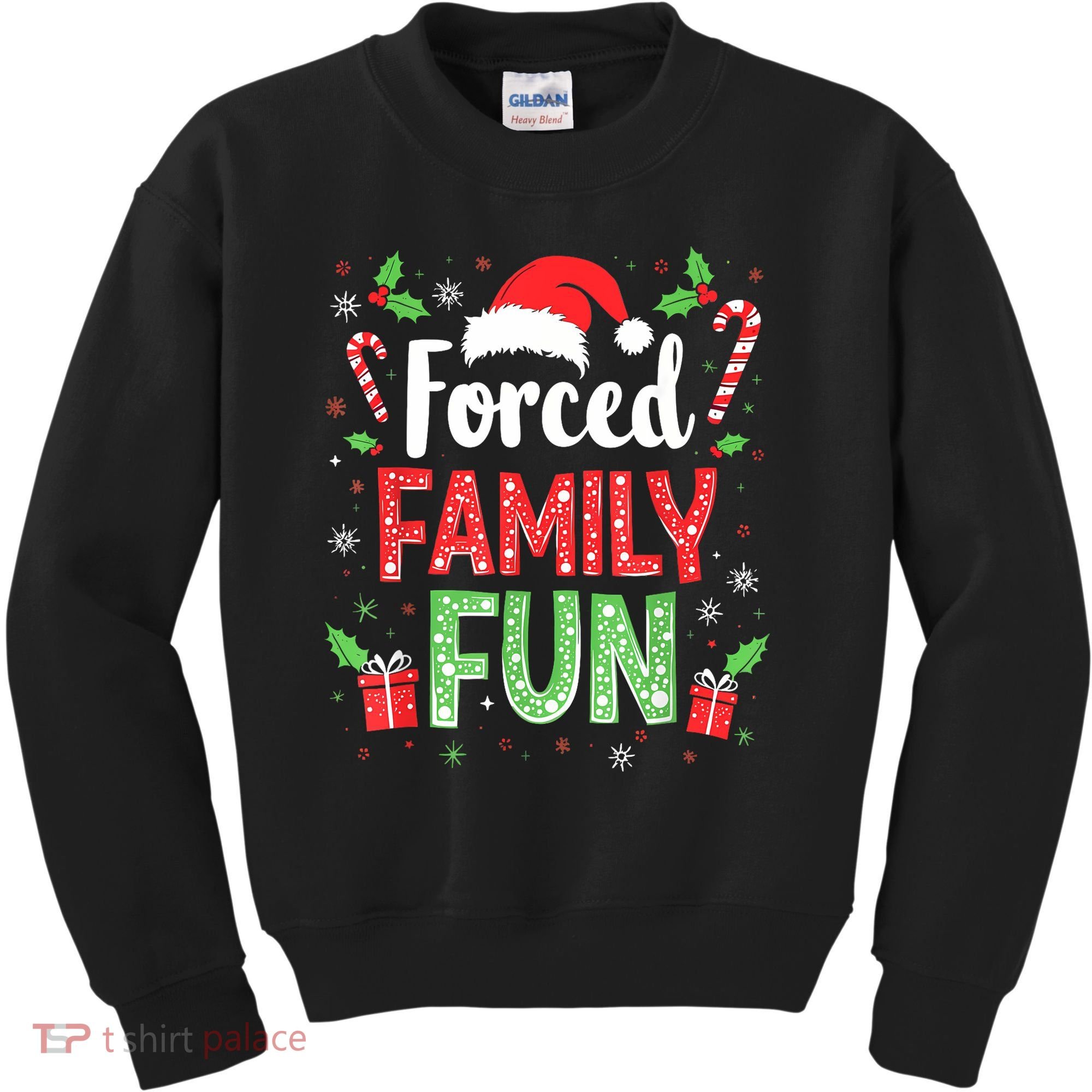 Forced Family Fun Sarcastic Christmas Funny Kids Sweatshirt