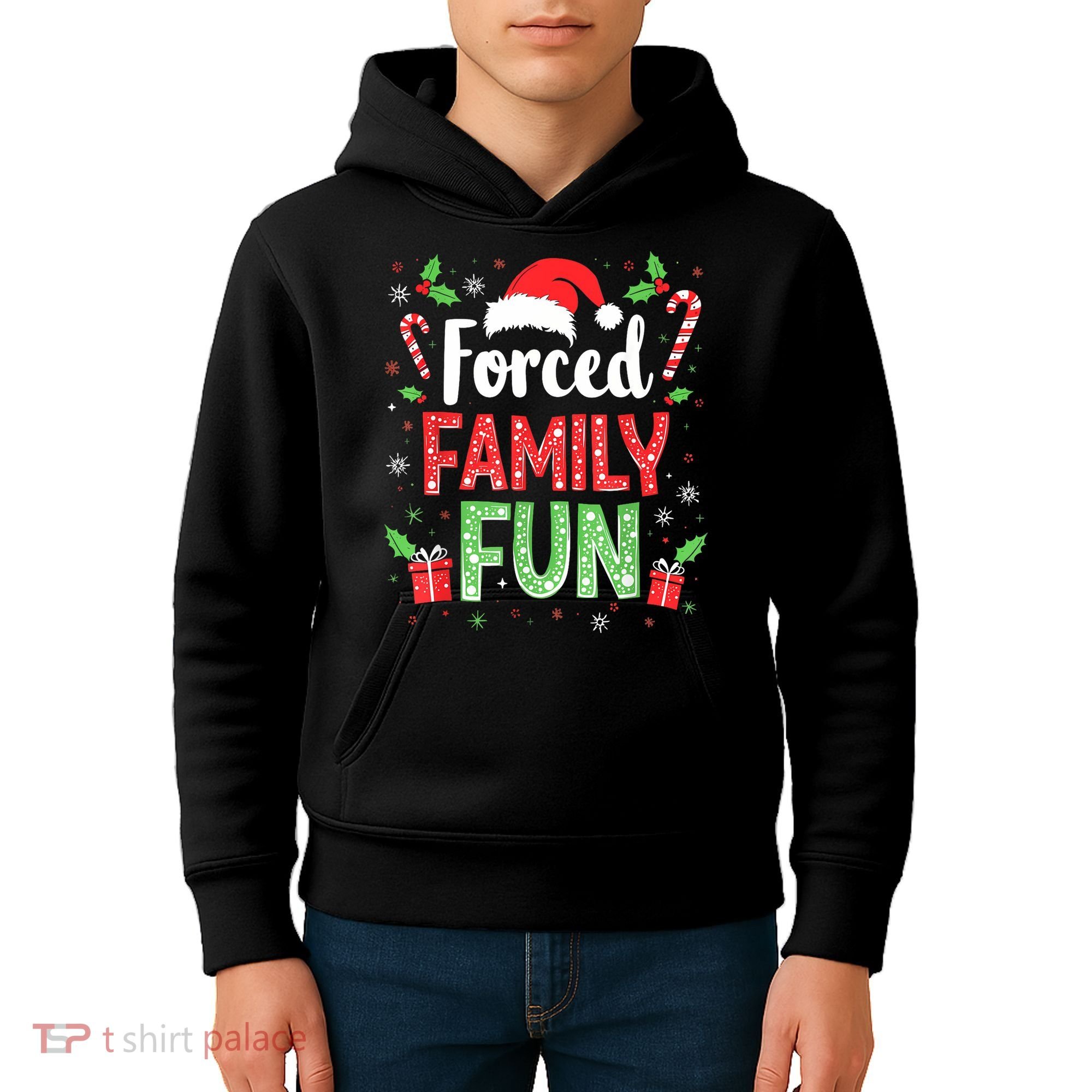 Forced Family Fun Sarcastic Christmas Funny Kids Hoodie
