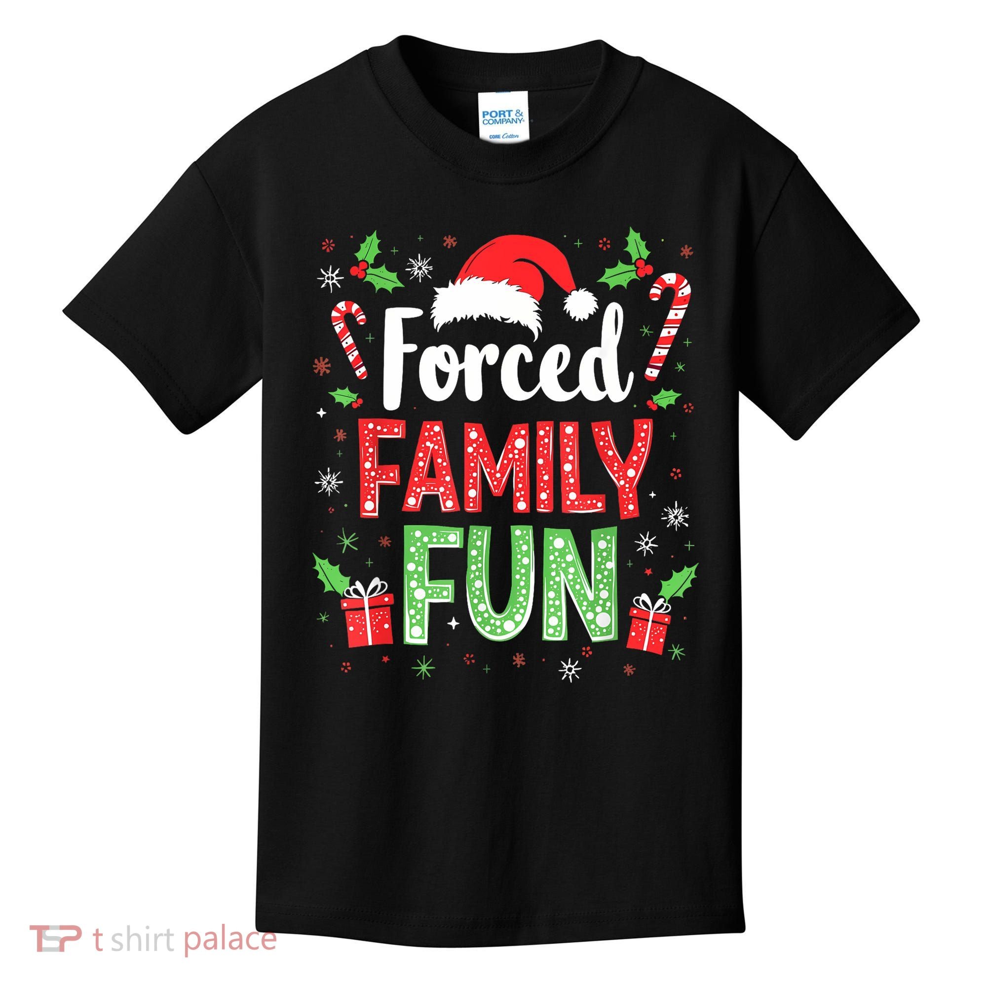 Forced Family Fun Sarcastic Christmas Funny Kids T-Shirt