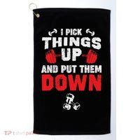 Funny Fitness Gym I Pick Things Up And Put Them Down Golf Towel thumb 0