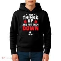 Funny Fitness Gym I Pick Things Up And Put Them Down Kids Hoodie thumb 4