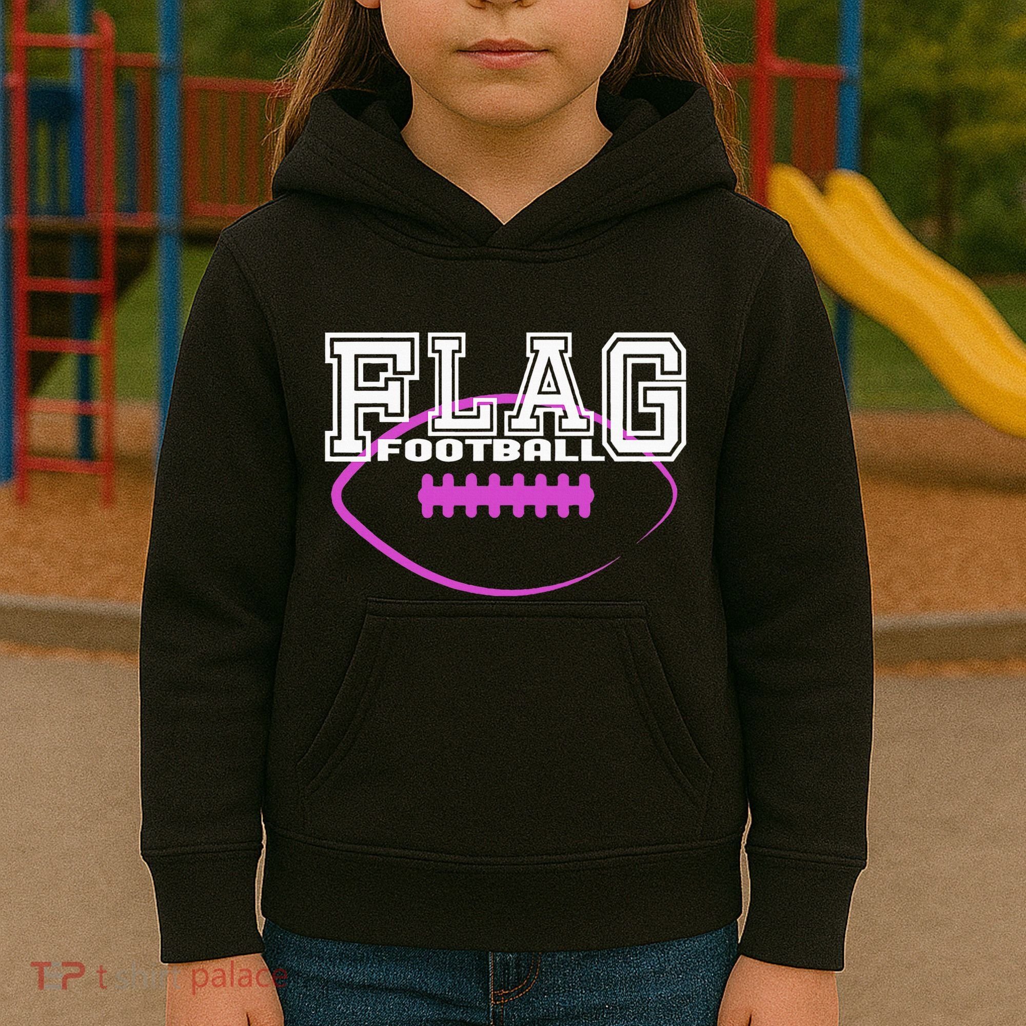 Flag Football Girl Player Team Kids Hoodie