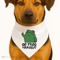 Funny Frog Go Frog Yourself! Gift USA-Made Doggie Bandana thumb 1
