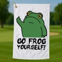 Funny Frog Go Frog Yourself! Gift Golf Towel thumb 1