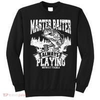 Funny Fishing Gift Master Baiter Playing W My Tackle Sweatshirt thumb 0