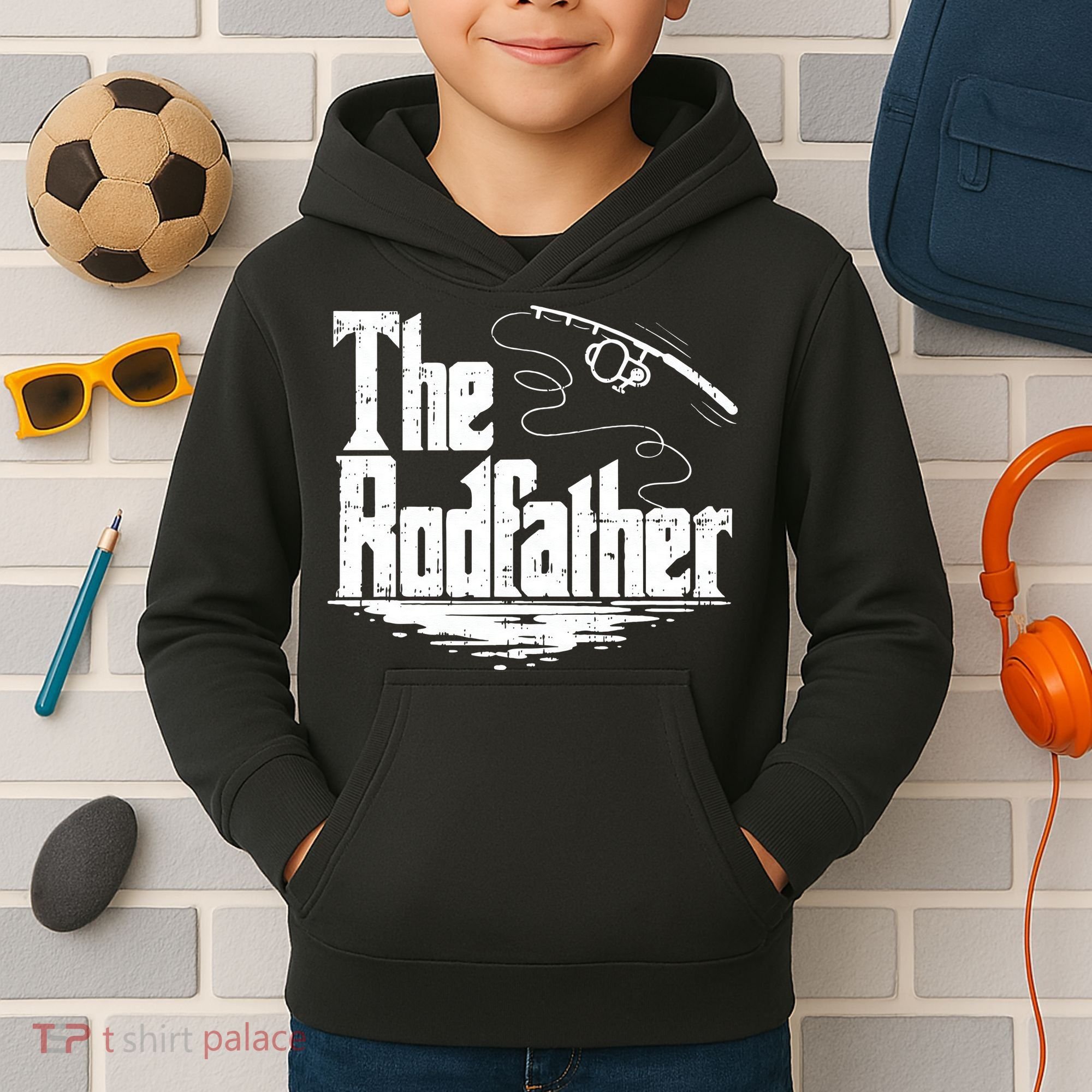 Funny Fishing Gift The Rodfather Kids Hoodie