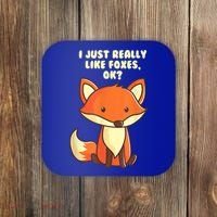 Funny Fox Gift I Just Really Like Foxes Ok Gift Coaster thumb 0