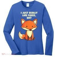 Funny Fox Gift I Just Really Like Foxes Ok Gift Women's Long Sleeve Shirt thumb 0