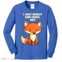 Funny Fox Gift I Just Really Like Foxes Ok Gift Kids Long Sleeve Shirt thumb 0