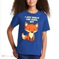 Funny Fox Gift I Just Really Like Foxes Ok Gift Kids T-Shirt thumb 2