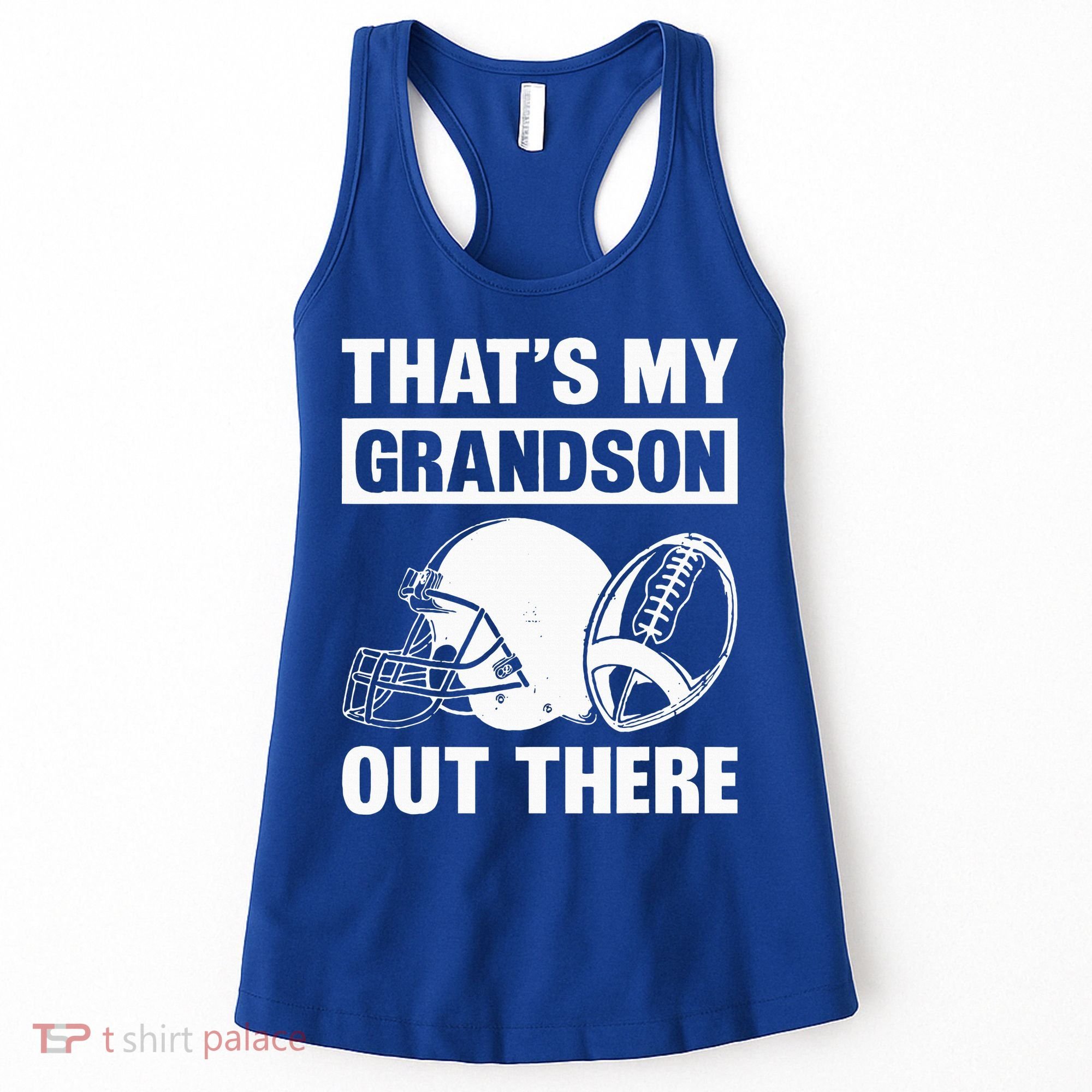 Funny Football Grandma Grandpa Thats My Grandson Out There Women's Tank Top