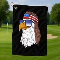 Funny Funny Gift American Bald Eagle Mullet 4th Of July Cute Gift Golf Towel thumb 1