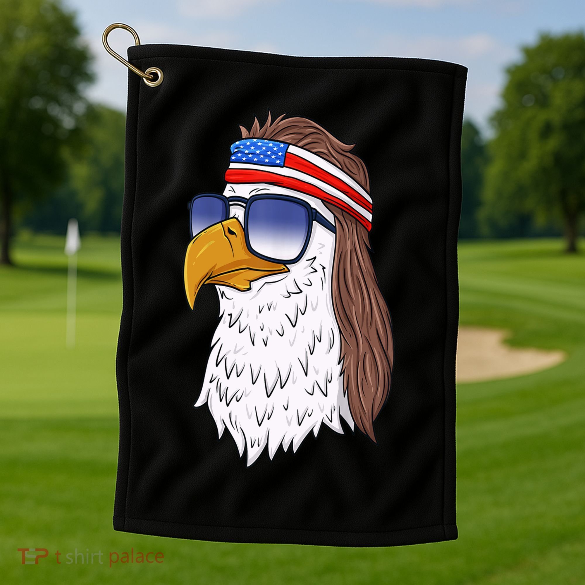 Funny Funny Gift American Bald Eagle Mullet 4th Of July Cute Gift Golf Towel