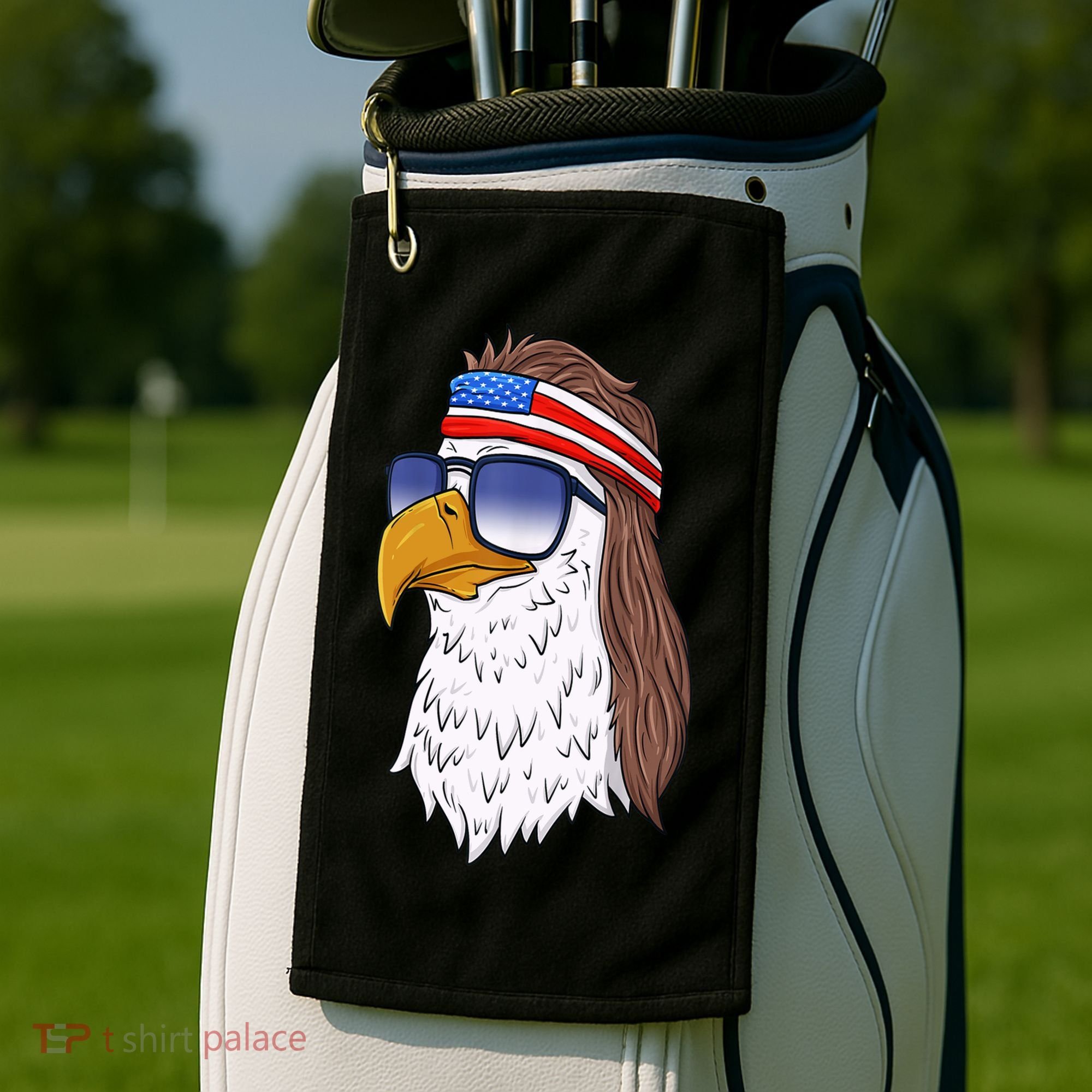 Funny Funny Gift American Bald Eagle Mullet 4th Of July Cute Gift Golf Towel