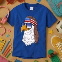 Funny Funny Gift American Bald Eagle Mullet 4th Of July Cute Gift Kids T-Shirt thumb 3