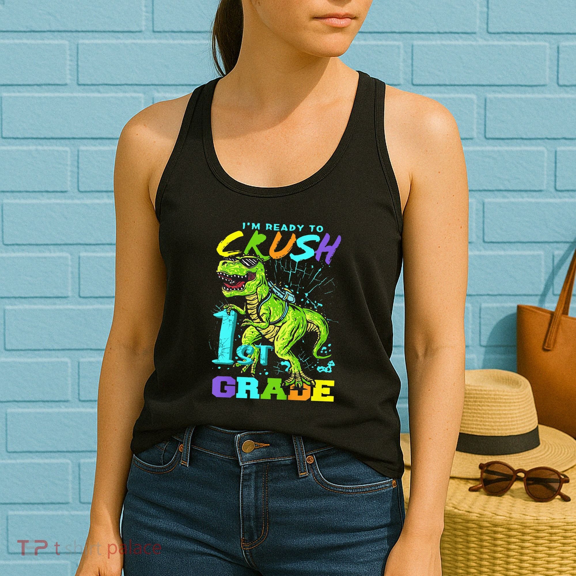 Funny First Grade TRex Tee I'm Ready to Crush 1st Grade Women's Tank Top