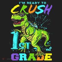 Funny First Grade TRex Tee I'm Ready to Crush 1st Grade Hat thumb 2