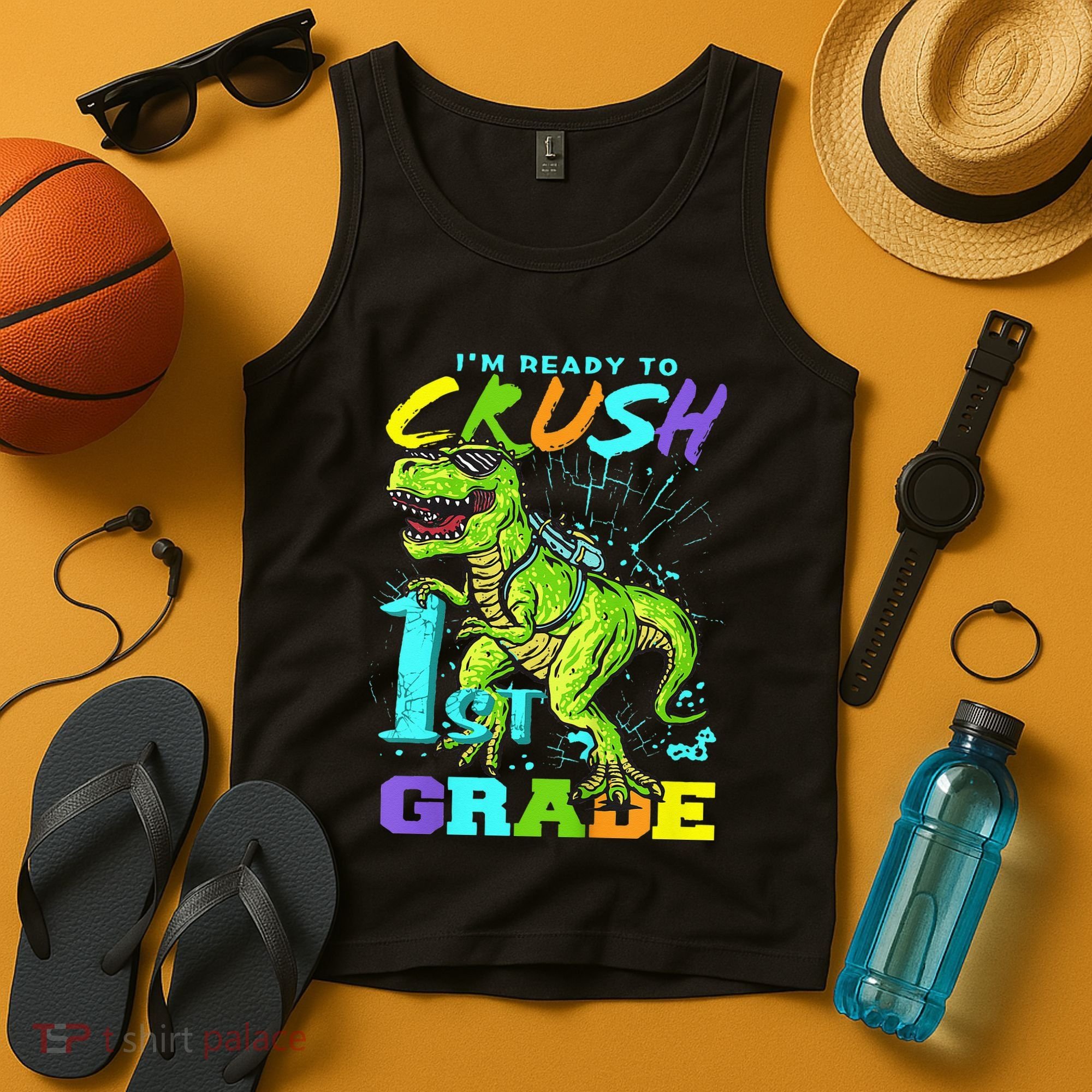 Funny First Grade TRex Tee I'm Ready to Crush 1st Grade Tank Top