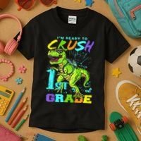 Funny First Grade TRex Tee I'm Ready to Crush 1st Grade Kids T-Shirt thumb 3