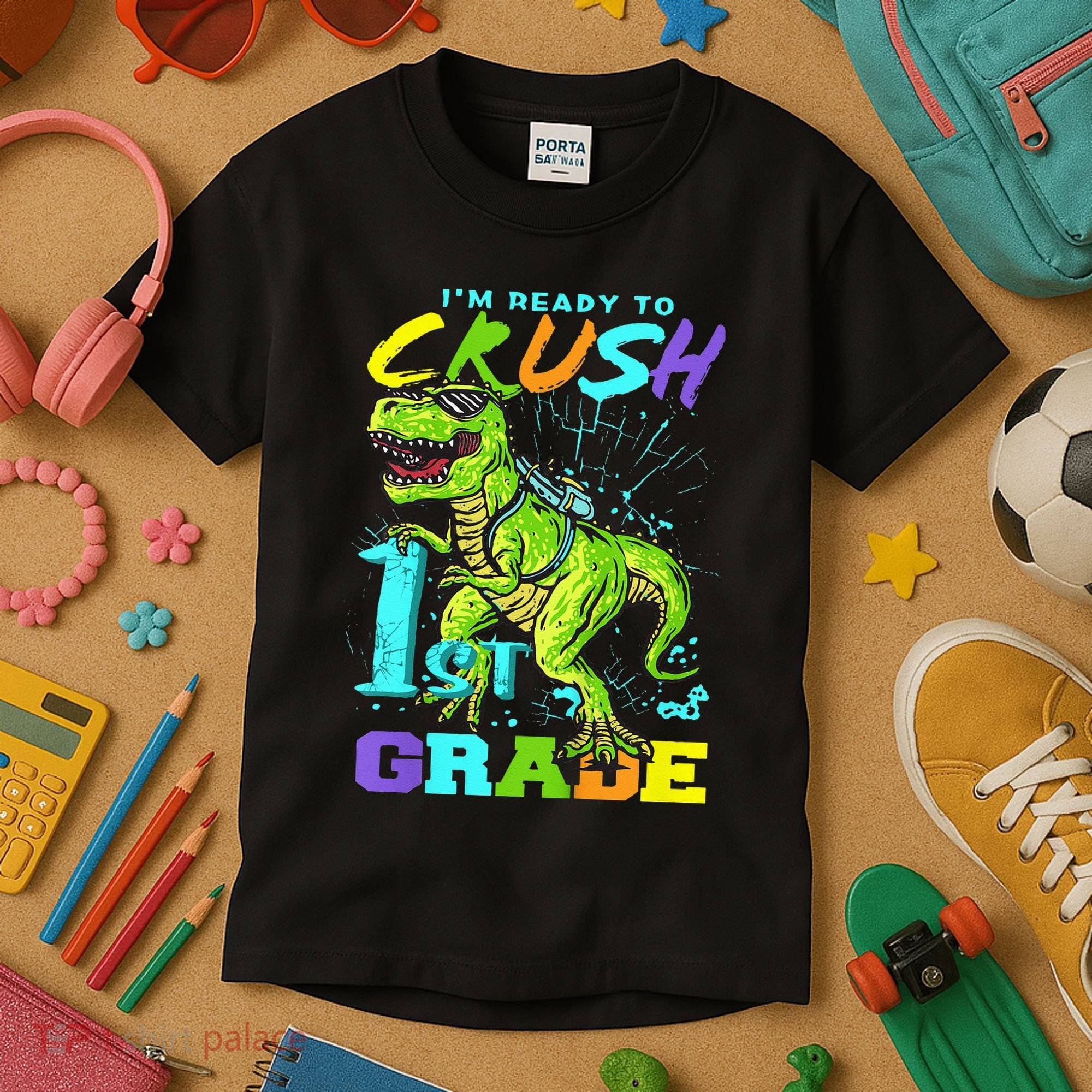 Funny First Grade TRex Tee I'm Ready to Crush 1st Grade Kids T-Shirt