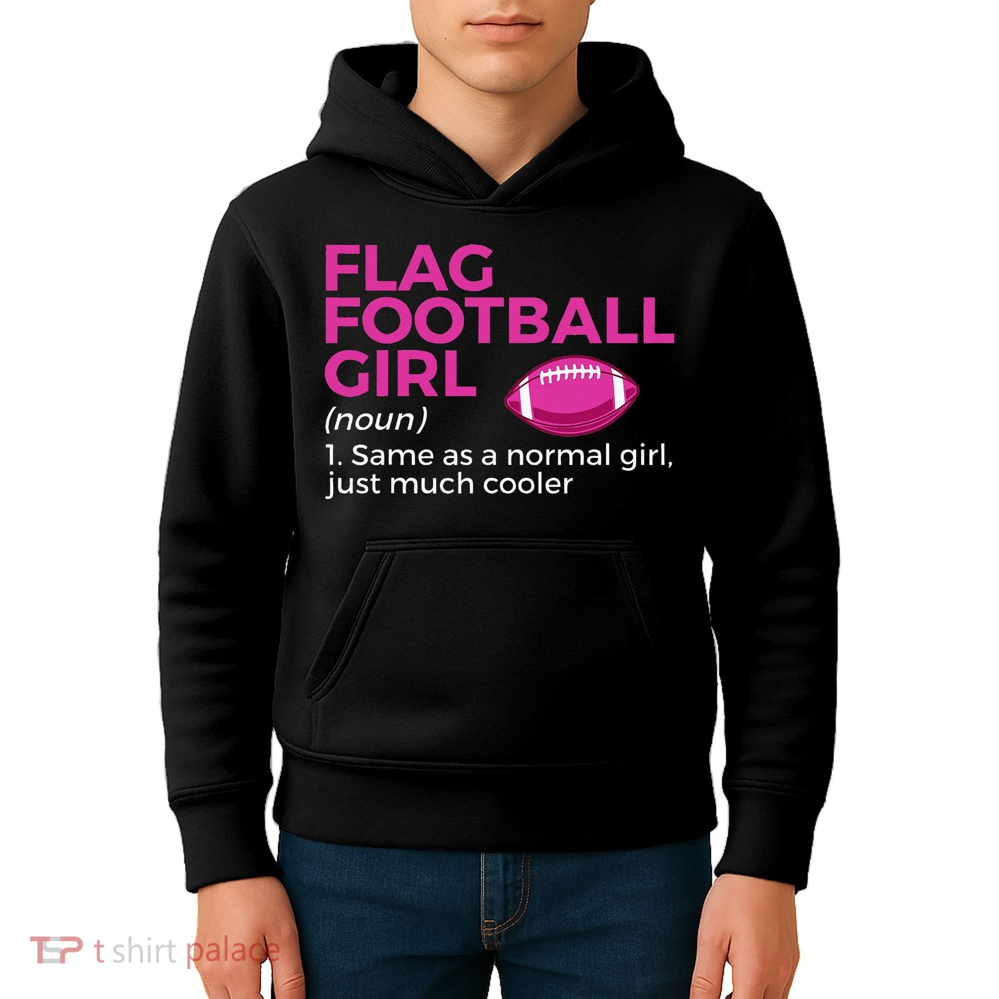 Flag Football Girl Definition Kids Hoodie