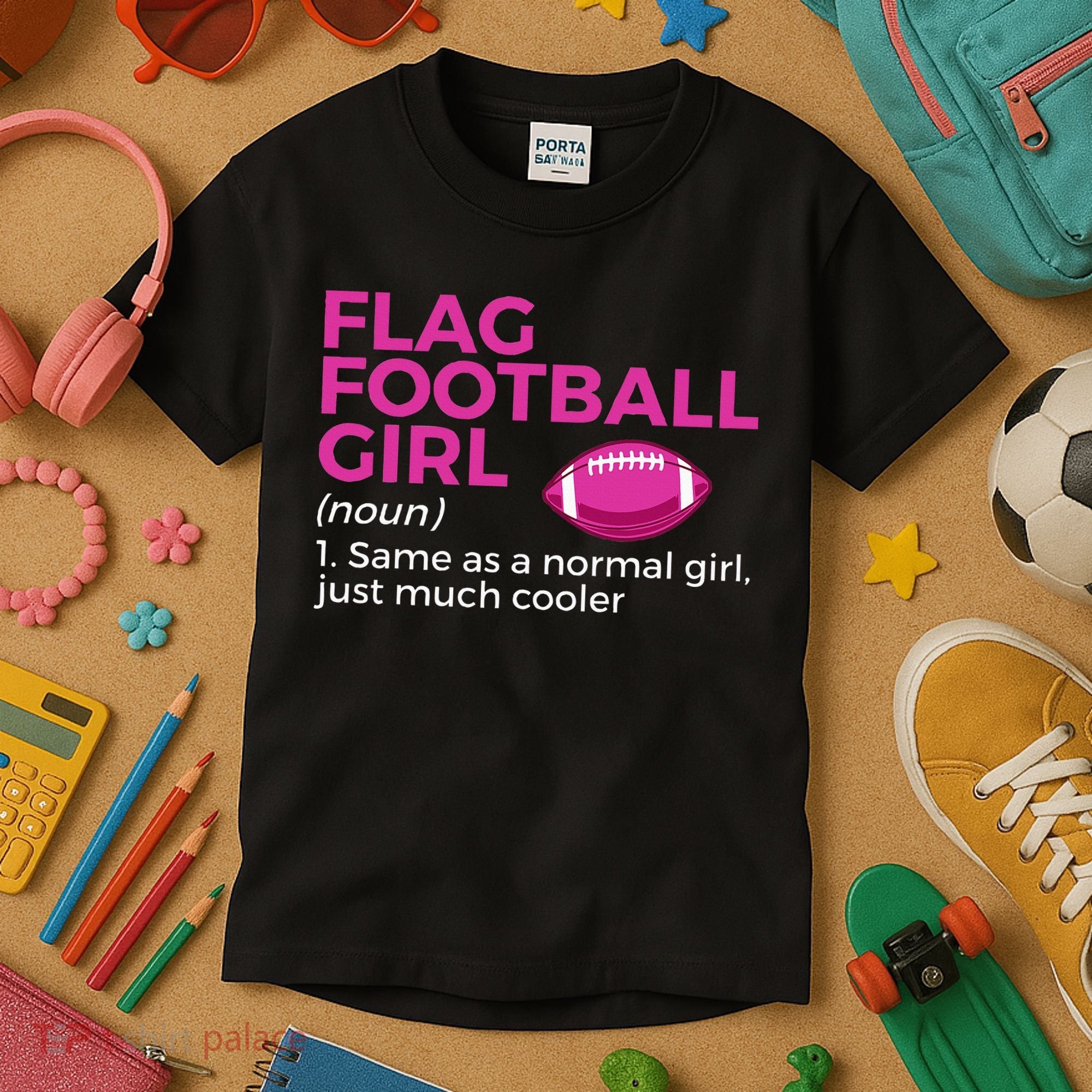 Flag Football Girl Definition Kids T-Shirt