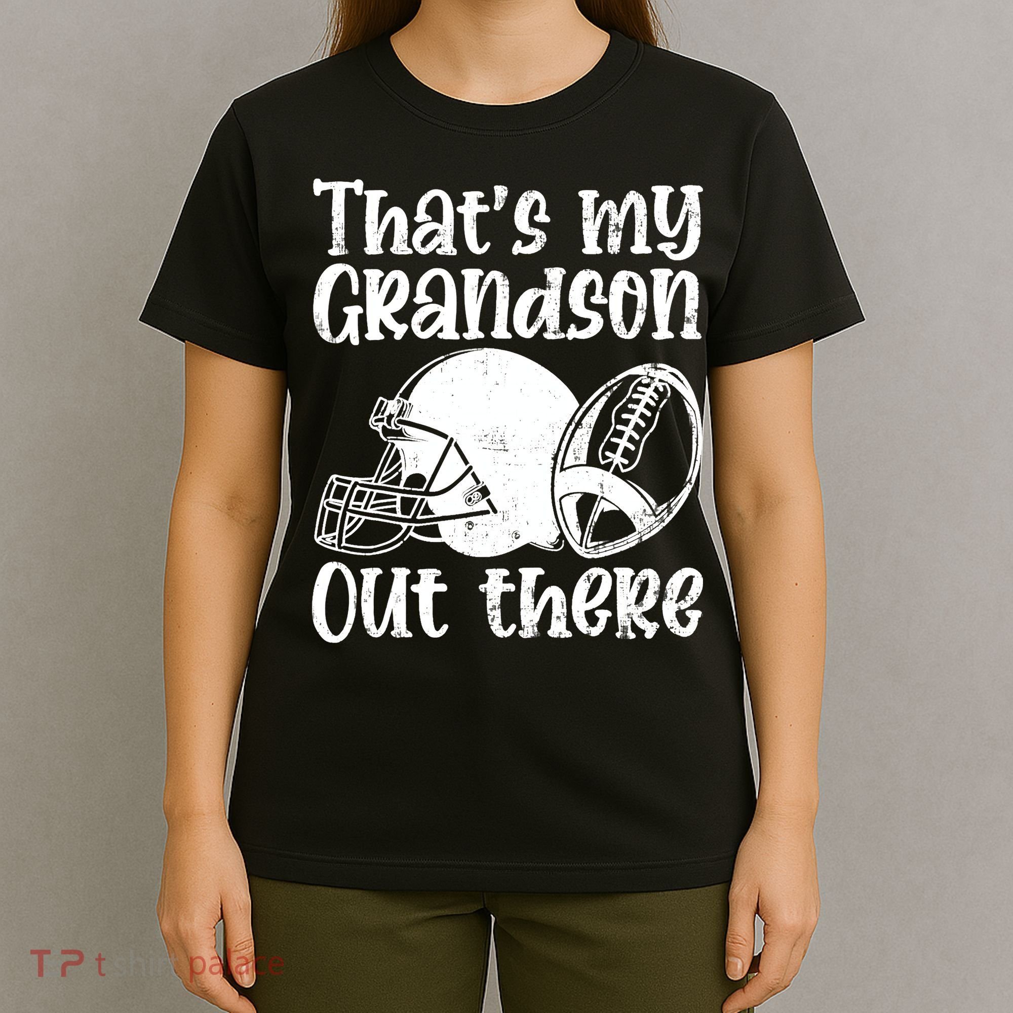 Funny Football Grandma Grandpa That's My Grandson Out There T-Shirt