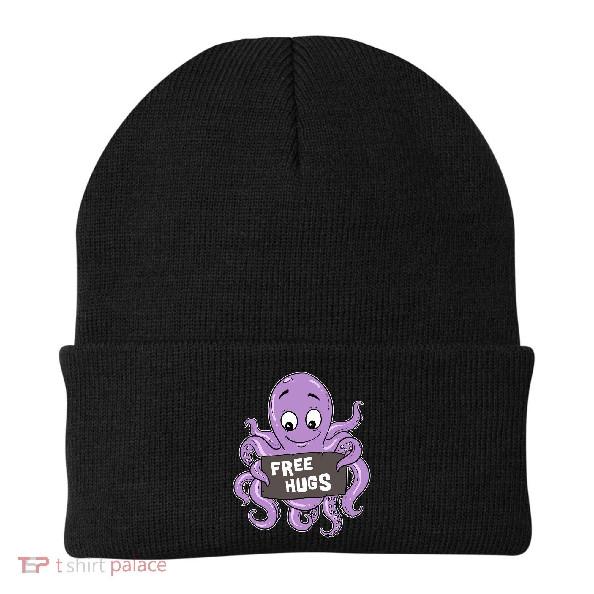 Funny Free Hugs Octopus Cuttlefish Hug Embrace Hugging Funny Gift Beanie