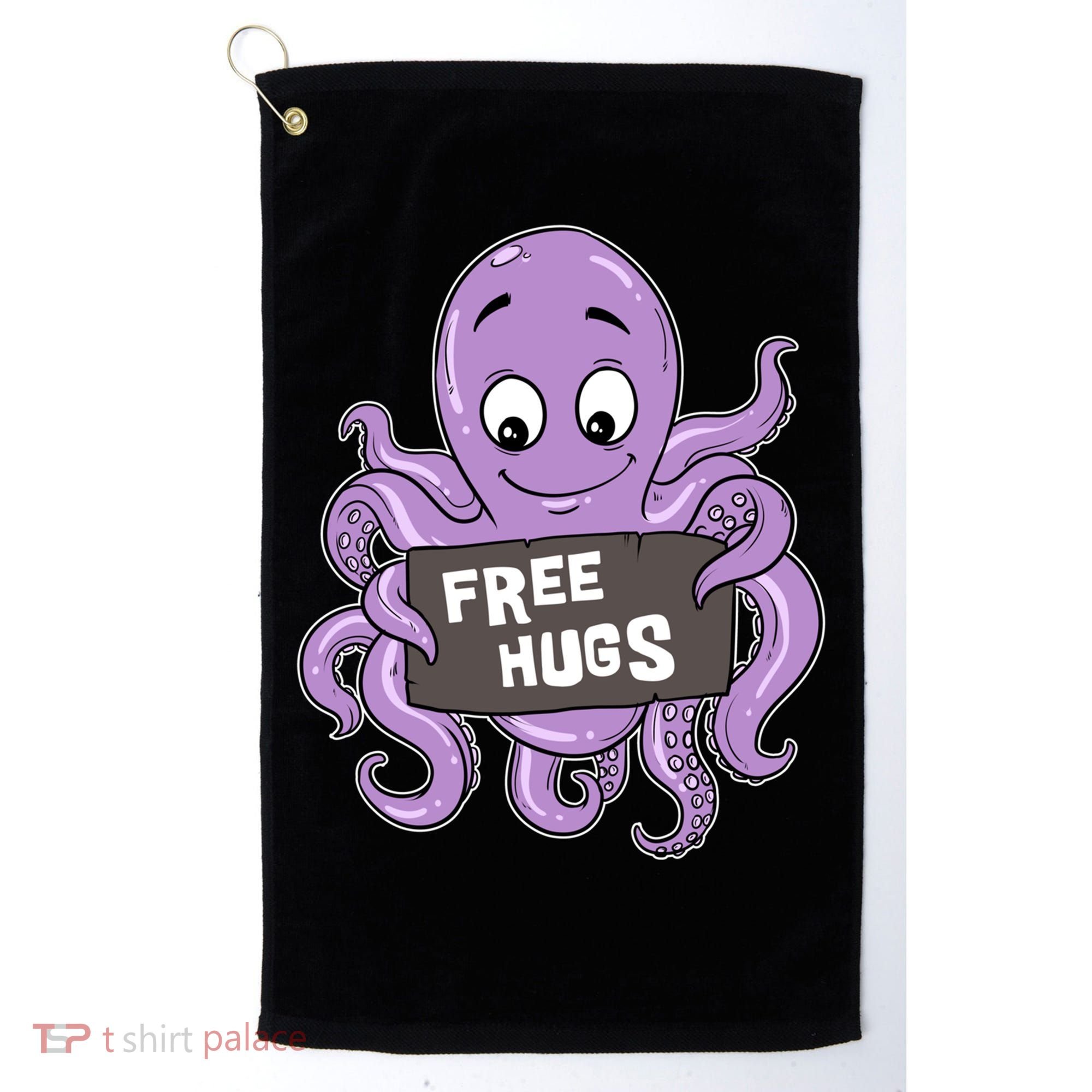 Funny Free Hugs Octopus Cuttlefish Hug Embrace Hugging Funny Gift Golf Towel