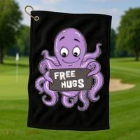 Funny Free Hugs Octopus Cuttlefish Hug Embrace Hugging Funny Gift Golf Towel thumb 1