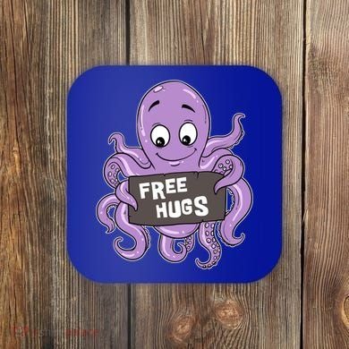 Funny Free Hugs Octopus Cuttlefish Hug Embrace Hugging Funny Gift Coaster