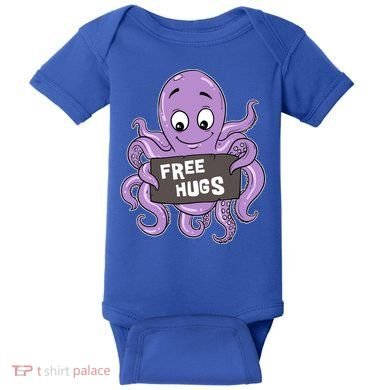 Funny Free Hugs Octopus Cuttlefish Hug Embrace Hugging Funny Gift Baby Bodysuit