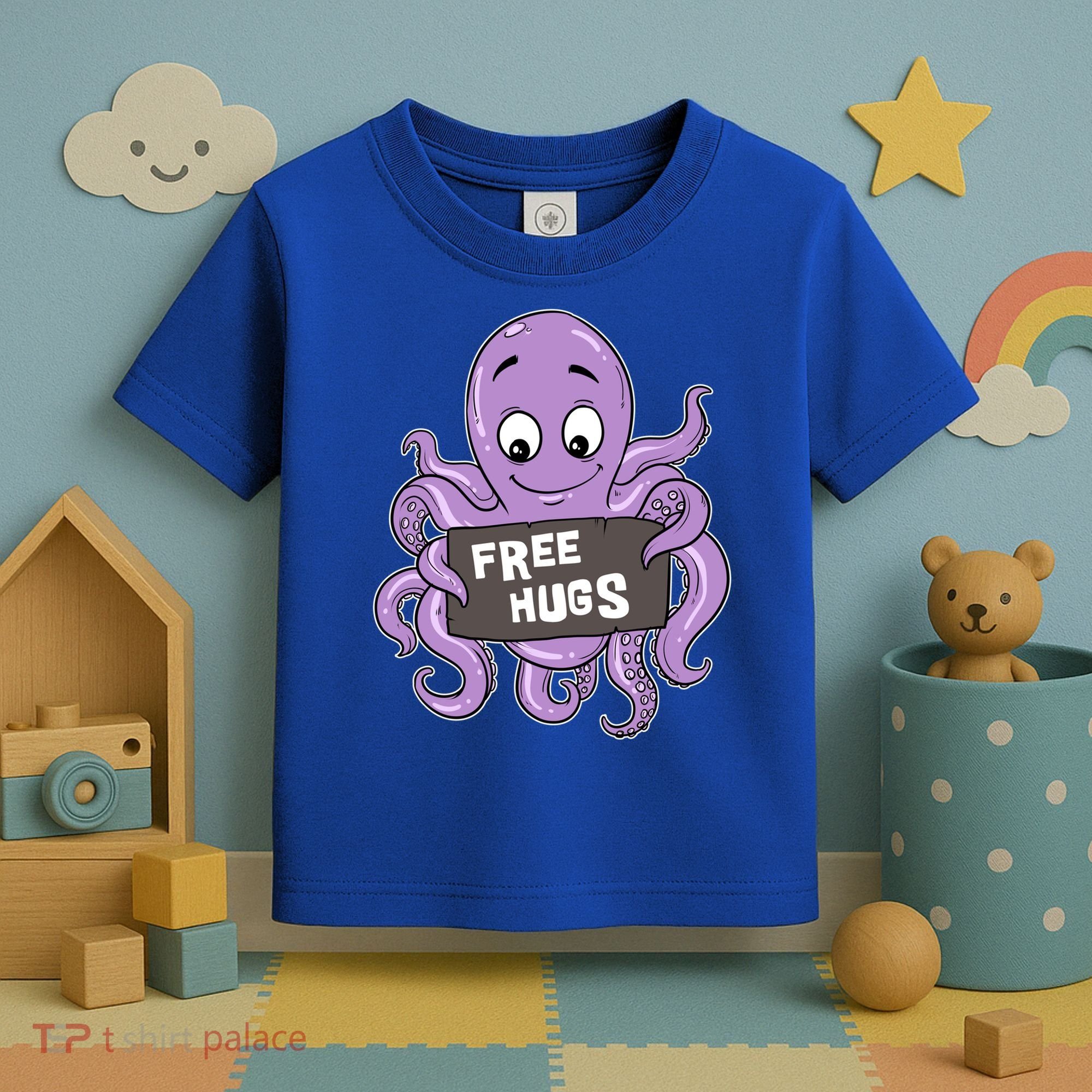 Funny Free Hugs Octopus Cuttlefish Hug Embrace Hugging Funny Gift Toddler T-Shirt