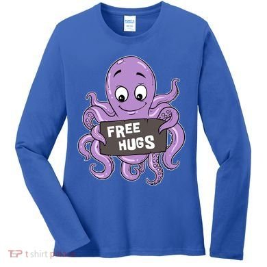 Funny Free Hugs Octopus Cuttlefish Hug Embrace Hugging Funny Gift Women's Long Sleeve Shirt