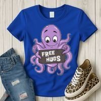 Funny Free Hugs Octopus Cuttlefish Hug Embrace Hugging Funny Gift Women's T-Shirt thumb 3