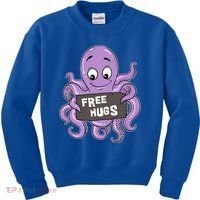 Funny Free Hugs Octopus Cuttlefish Hug Embrace Hugging Funny Gift Kids Sweatshirt thumb 0